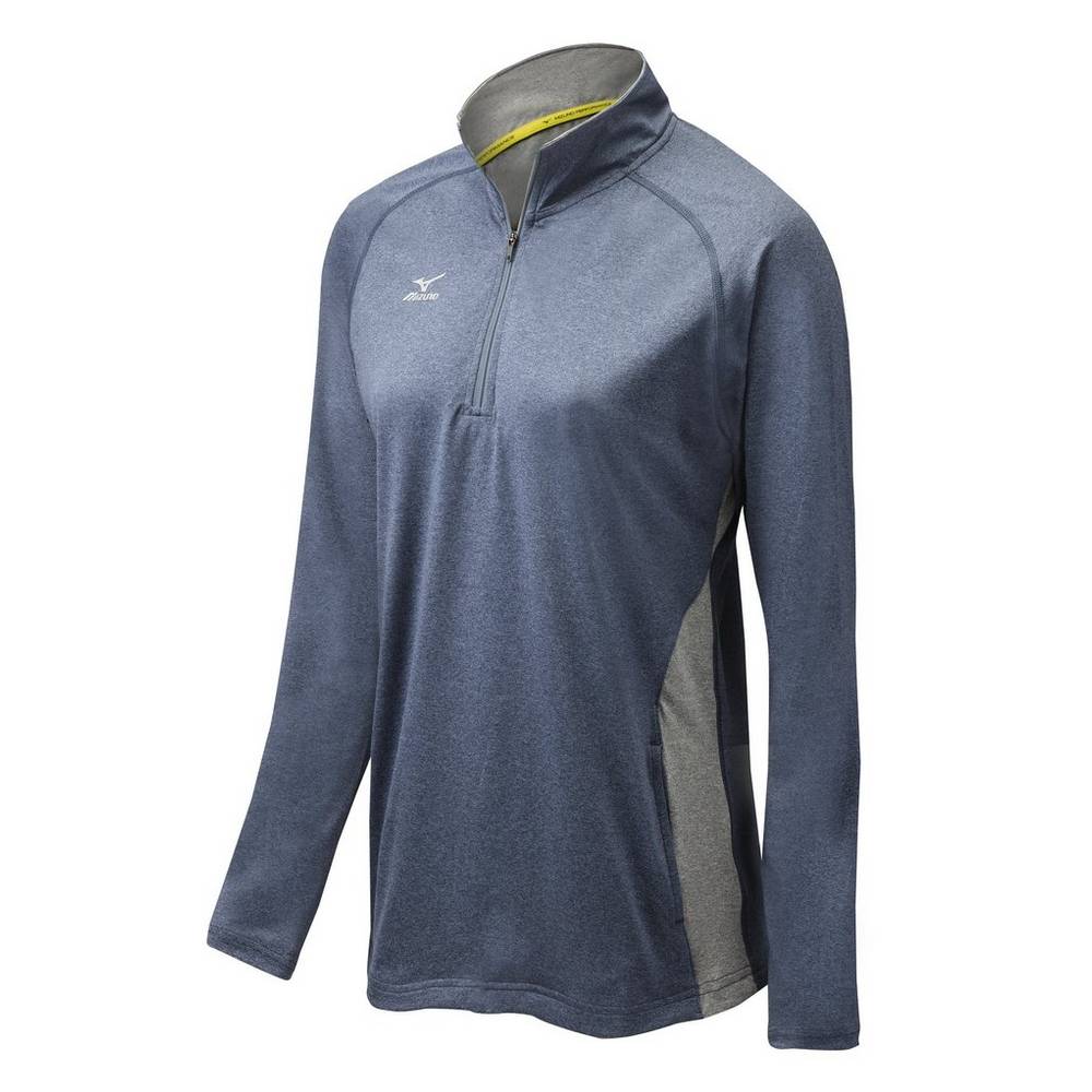 Casaco Mizuno Fire 1/2 Zip - Mulher - Azul Marinho/Cinzentas - IMLGT8107